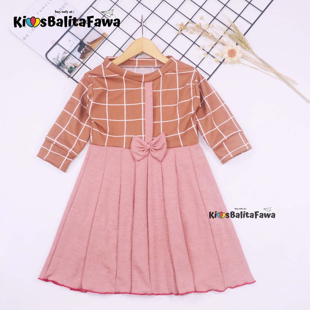 Dress Valencia 3-4 Tahun / Dres Anak Lengan Panjang Pesta Baju Perempuan Fashion Kids Motif Adem