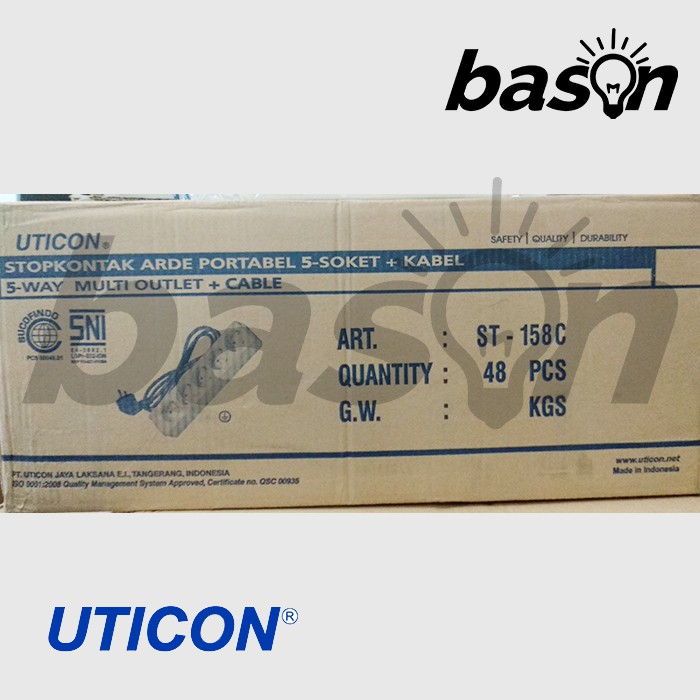 UTICON ST158C Multi Outlet - Stop Kontak 5 Lubang Arde 1.5 Meter