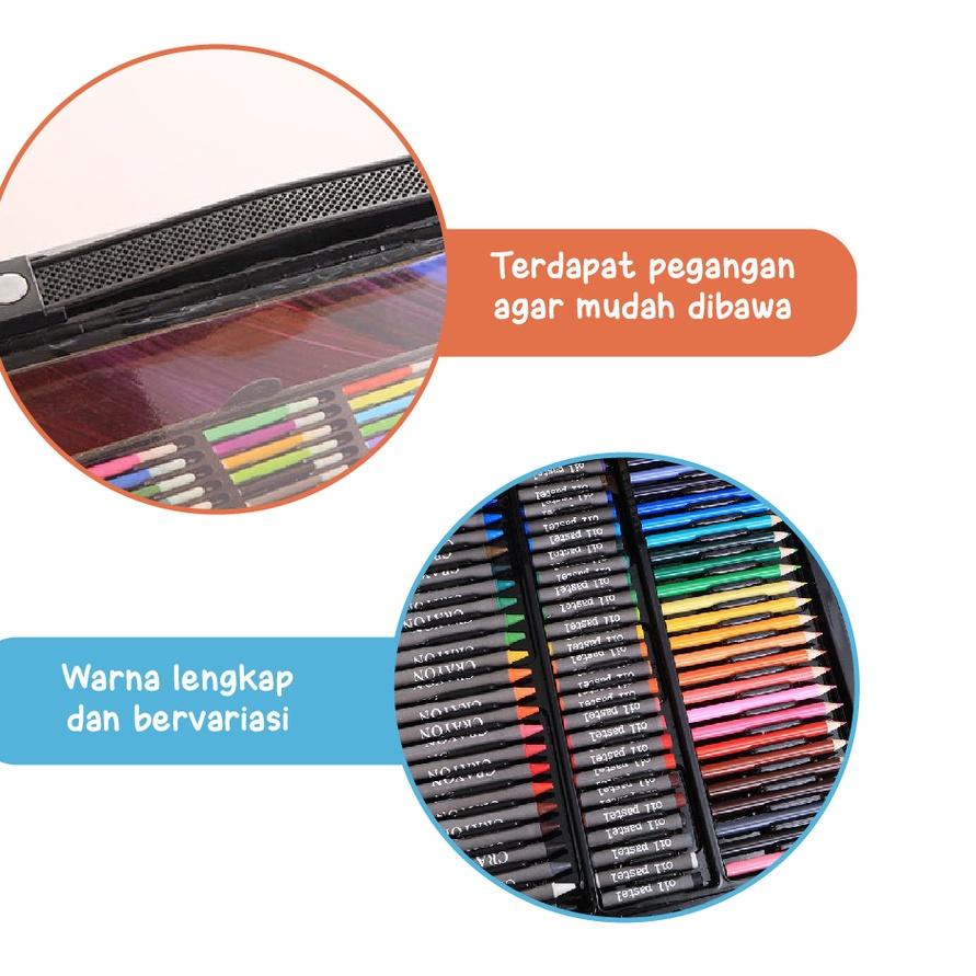 

COD✔️Krayon Anak Set Koper 150 in 1 Crayon Full Alat Melukis Mewarnai Set KIDS LAND|KD1