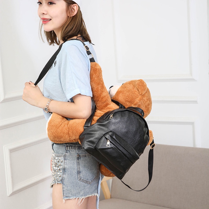 Tas Ransel Gendong Boneka Beruang Coklat Imut Lucu Cute Real pic