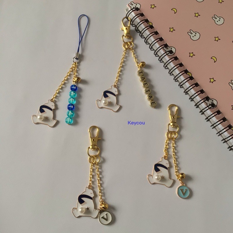 BTS V taehyung Bear Keychain and Phonestrap