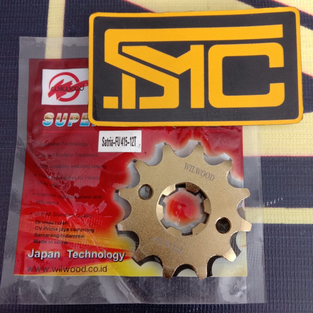 Front Sprocket Gear Gir Depan Suzuki Satria FU 150 Old - Rider 150 415 12T Wilwood Gold Baja-2
