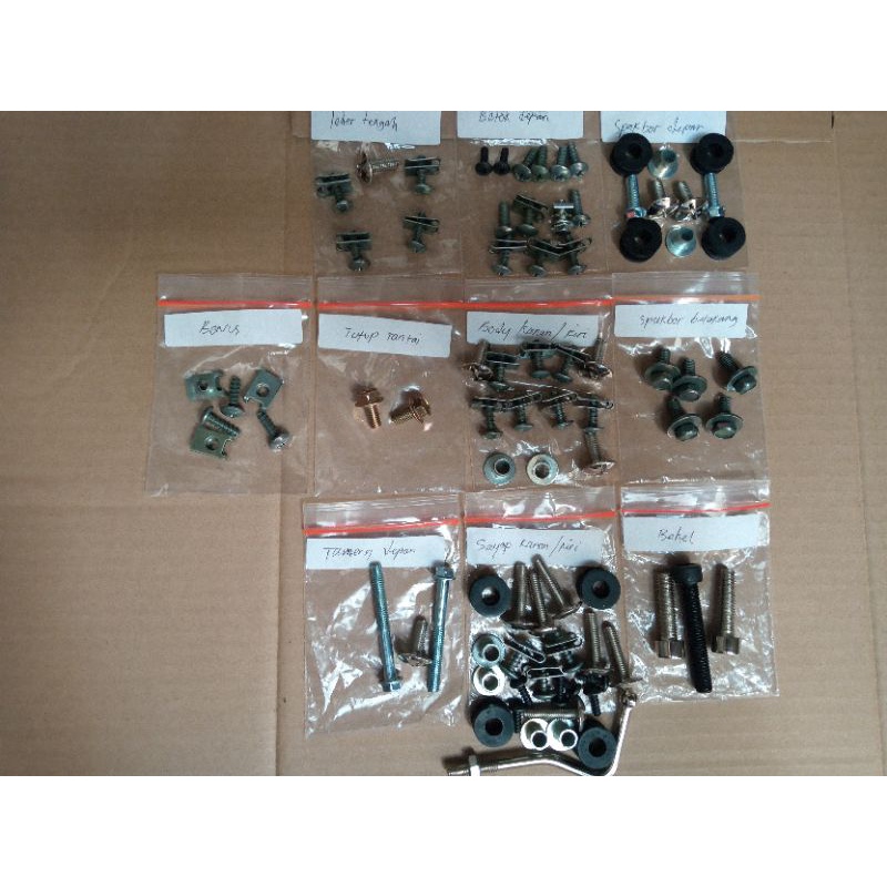 baut full set body satria hiu lumba baut body karet ring bos lengkap