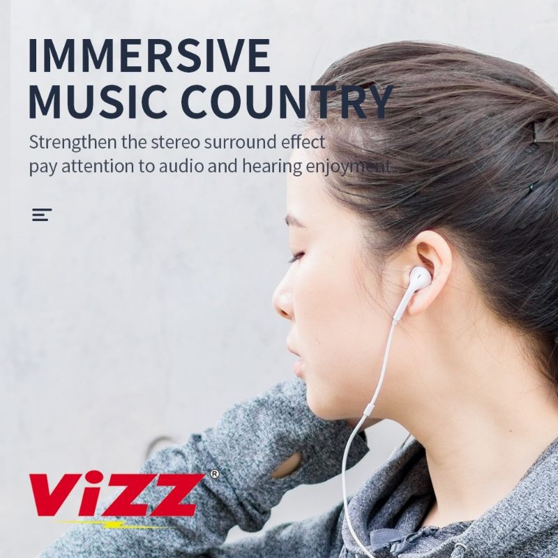 Handsfree Vizz E02 Stereo Headset Vizz Microphone Original Vizz