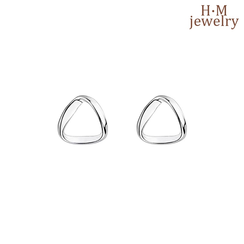 Anting Tusuk Sterling Silver 925 Desain Segitiga Simple Compact Untuk Wanita