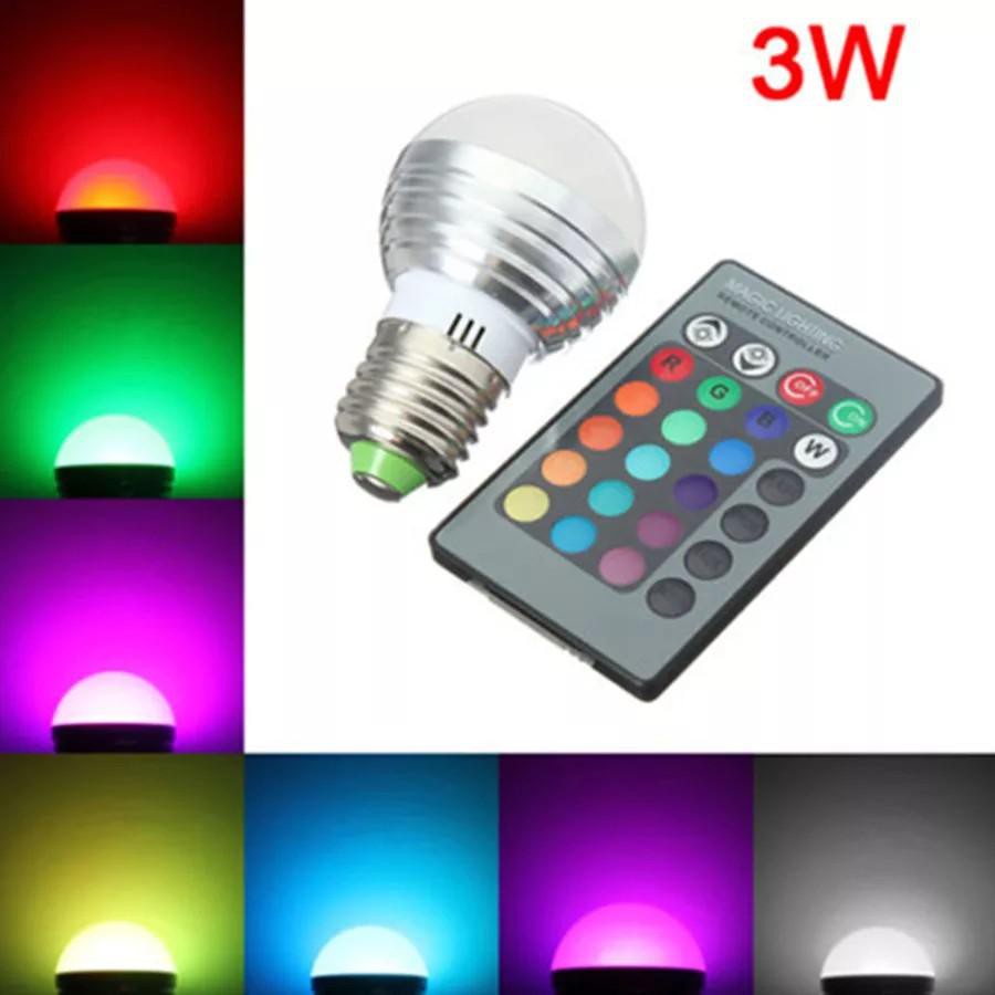 *COD* Bola Lampu Led 16 Warna warni + Remote Control RGB 3 watt