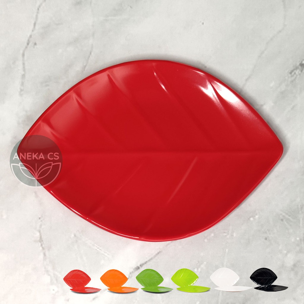 Piring Melamin Daun 6 inch- Piring Saji - Piring Melamine - M 6306-Merah