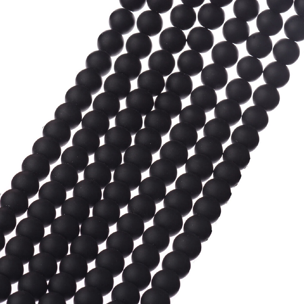 Matte Black Beads Loose Glass Stone Beads Dull Polish Onyx 4/6/810Mm