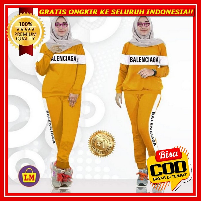 Setelan Jaket Olahraga Wanita Lengan Panjang Celana Panjang Motif List Keren Warna Ukuran Xl Xxl Xxx