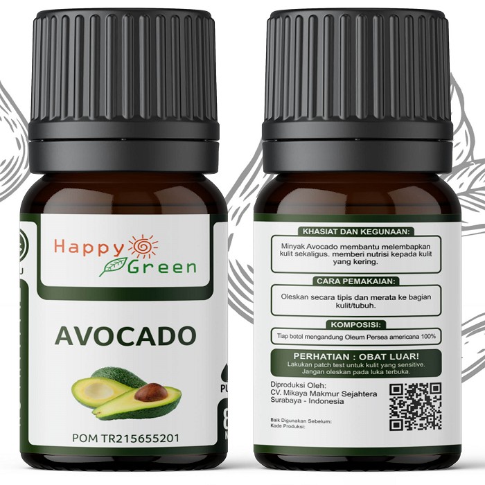 BPOM Happy Green Avocado Oil Extra Virgin - Minyak Alpukat Cosmetic Grade 100% Murni Pasti Aman