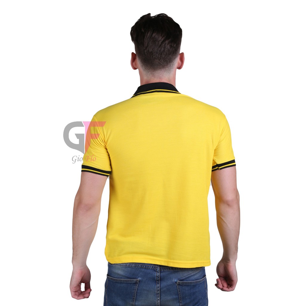 GIOFLO Baju Kekinian Pria Kaos Kerah Terbaru Kuning Kenari Kerah Hitam / PLS 17