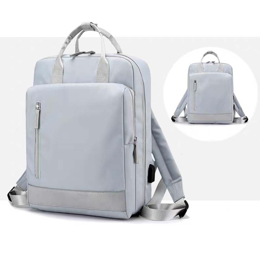 Tas Laptop Backpack Ransel Waterproof 14 15 inch with USB Port - biru