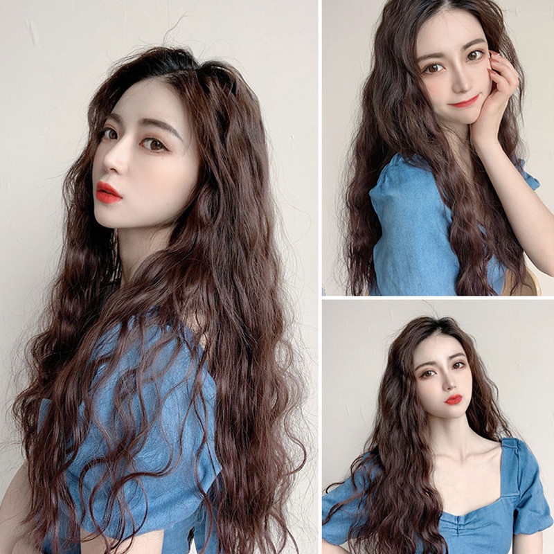 Zomi Wig / Rambut Palsu Wanita Model Panjang Keriting Gelombang U-Shape Bahan Wol