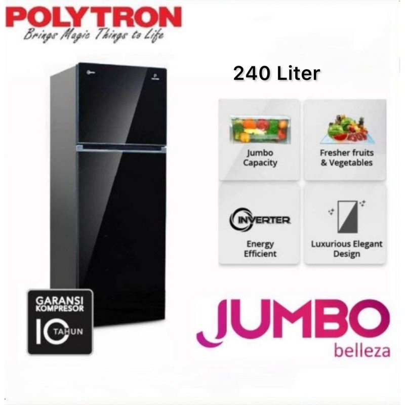 KULKAS POLYTRON PRW 25 VX 2 Pintu 240 Liter INVERTER LOW WATT