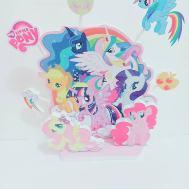 Topper Little pony Background Cake Kuda Poni dekorasi hiasan mainan kue tart ulang tahun ultah