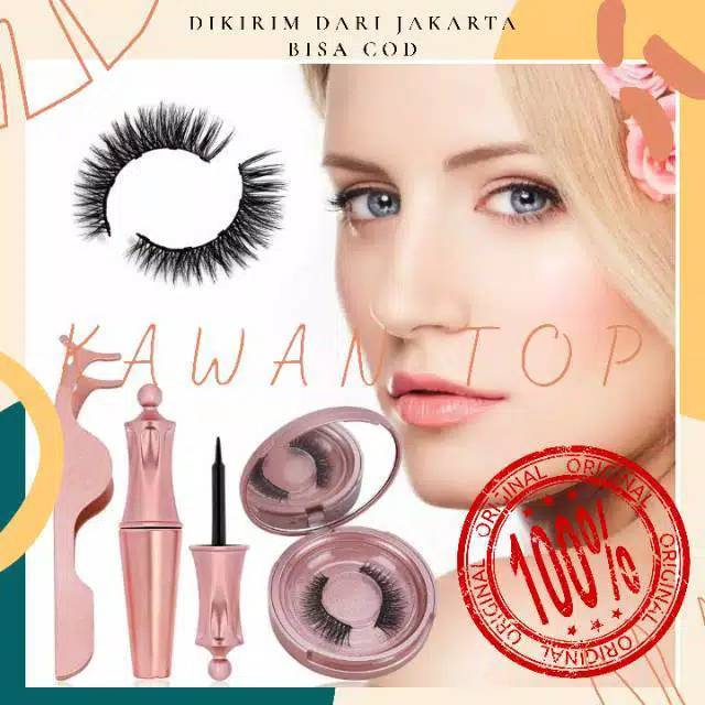 BULU MATA EYELINER MAGNET + PENJEPIT BULU MATA + CERMIN