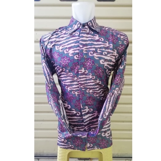 KEMEJA BATIK PRIA / KEMEJA MOTIF BATIK LENGAN PANJANG DAN LENGAN PENDEK MOTIF LERENG PINK