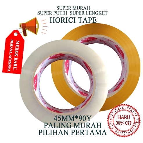 MEREK HORICI ASLI MURAH SUPER CLEAR 45mmx90Y LAKBAN BENING DAN COKLAT HORICI TAPE