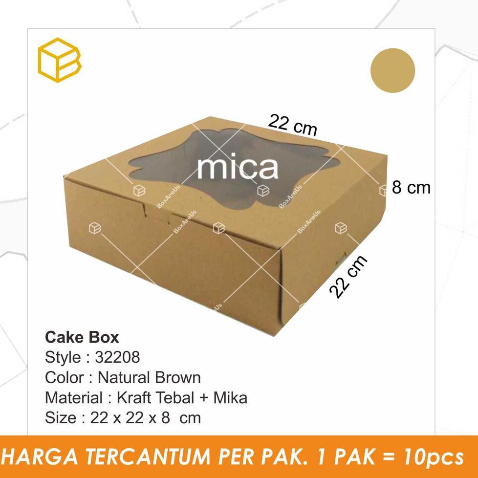

Cake box, dus, kotak, packaging, kotak kue, multipurpose box, gift box - 32208 BROWN (10pcs) (ART. 5