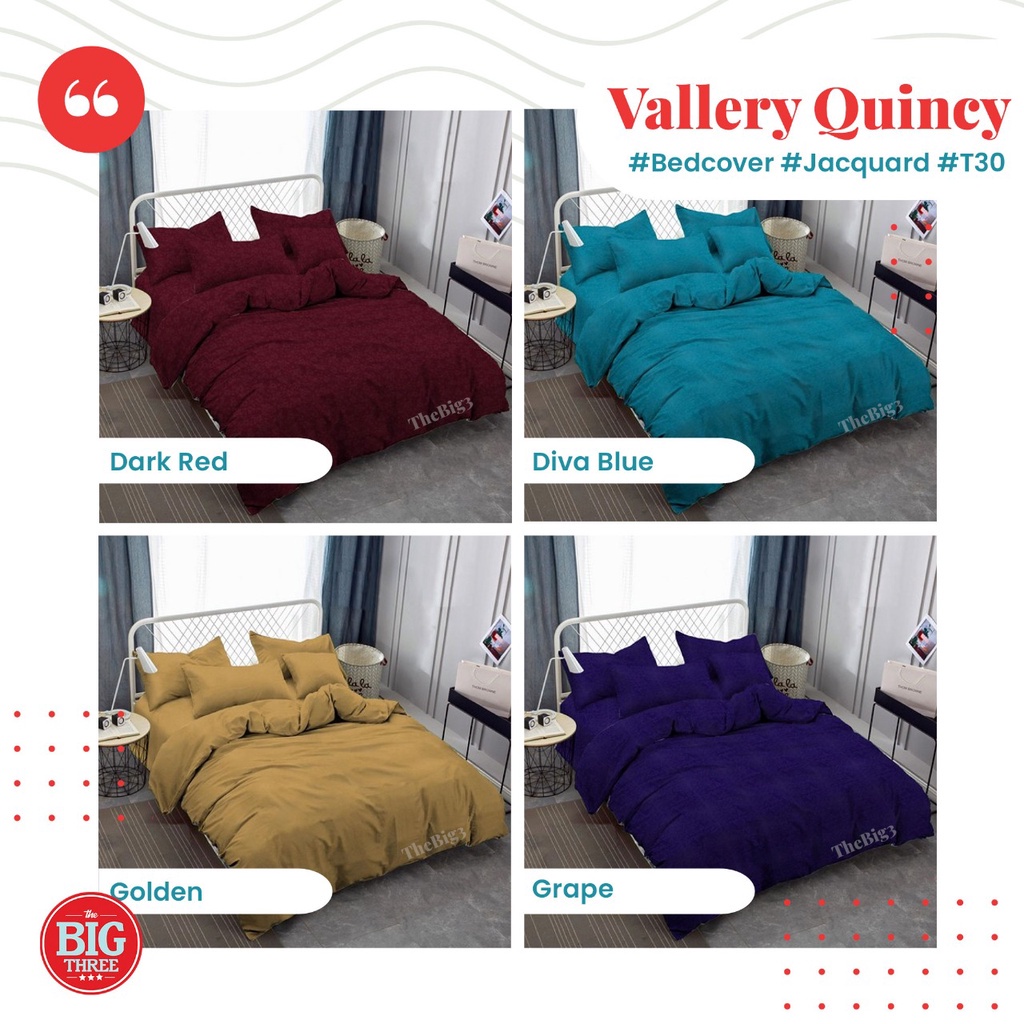 BEDCOVER + Sprei Polos 200x200 Tinggi 30 QUINCY VALLERY warna - Super King 200 - Internal - BC VAL