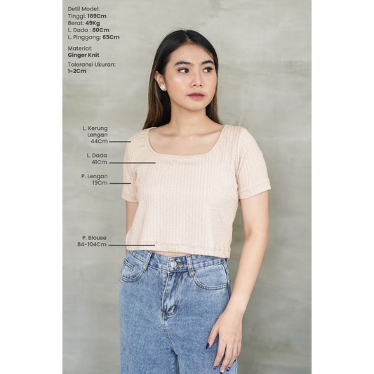 Lily square knit top - blouse atasan wanita