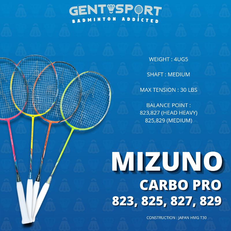 Mizuno Carbo Pro 823 825 827 829 Raket Badminton Original bisa COD