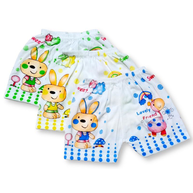 Celana Pendek Bayi Lusinan Bahan Katun Motif Sablon UNISEX Ukuran 0 bulan - 1 tahun Celana Bayi Lusinan Murah Harga Grosir