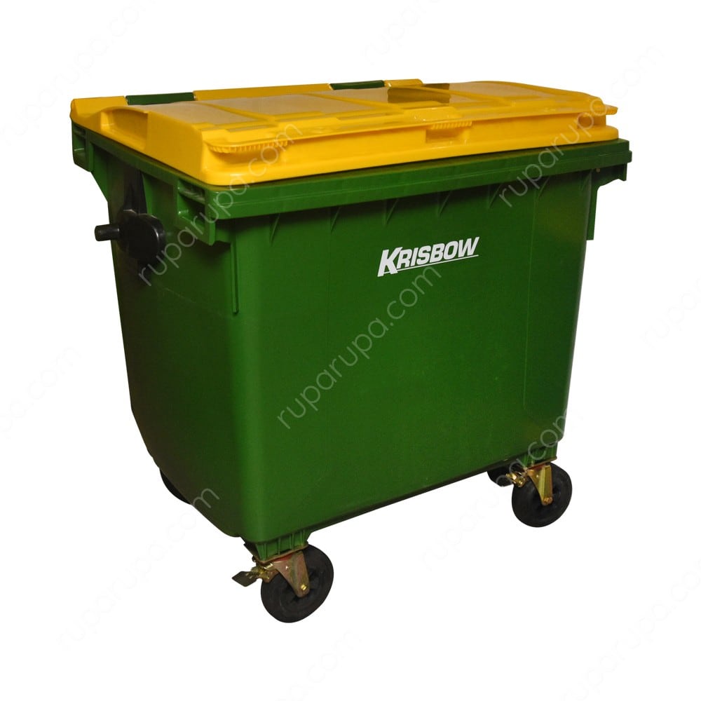 Krisbow Tempat Sampah Besar Plastik Outdoor 1100 liter Dustbin Roda