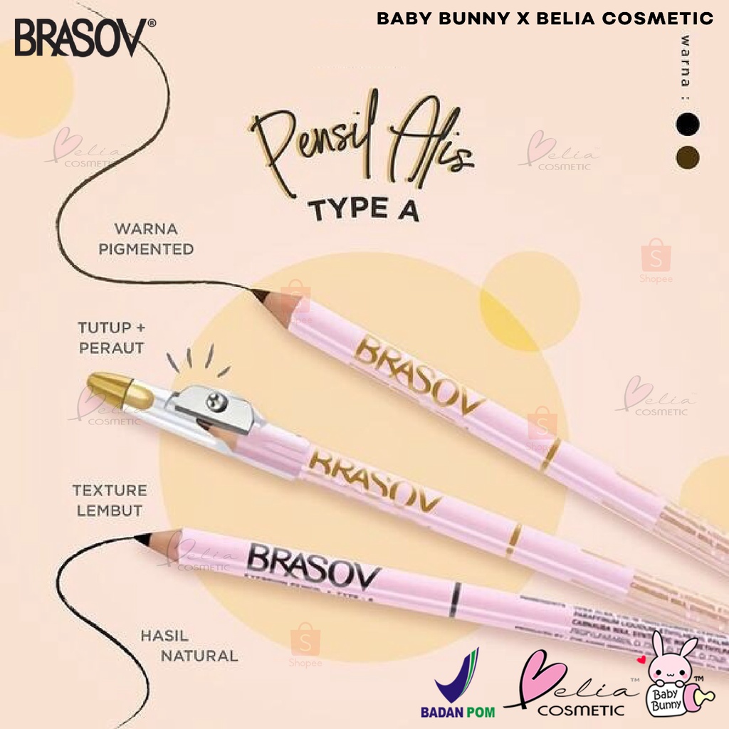 ❤ BELIA ❤ BRASOV Eyebrow Pencil 3 in 1 Pensil Alis + Sharperner + Brush | 2 in 1 +Rautan saja BPOM