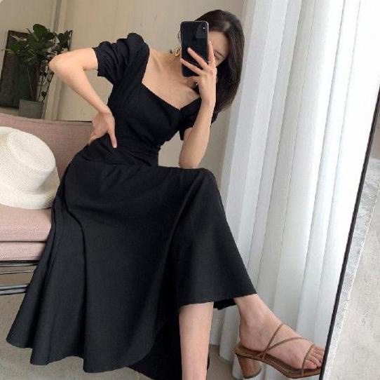 SALEE.. EJ - U Neck Dress // Korean Party Dress Square Neck