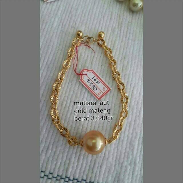 Gelang emas mutiara laut gold grade A asli lombok,  Mutiara laut lombok