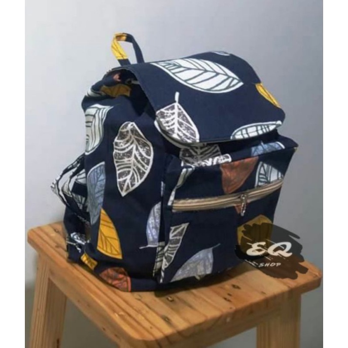 Ransel Kanvas Wanita Travel Multi-fungsional Tali Serut Ransel Siswa Campus Style banyak motif Warna