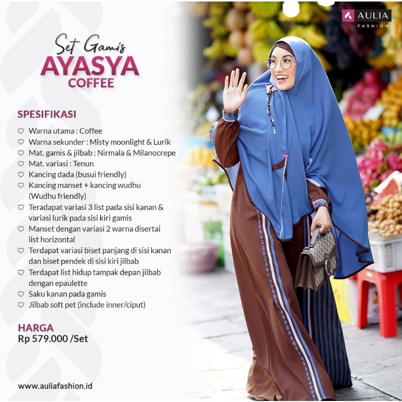 SET GAMIS AYASYA COFFEE | GAMIS SYAR'I AULIA FASHION DISKON TERBARU