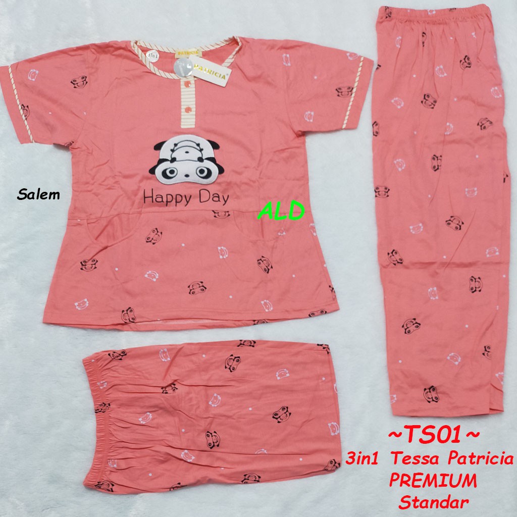 Babydoll 3in1 Tessa Patricia Premium 2 Celana Pendek Panjang Baju Tidur Baby TS01
