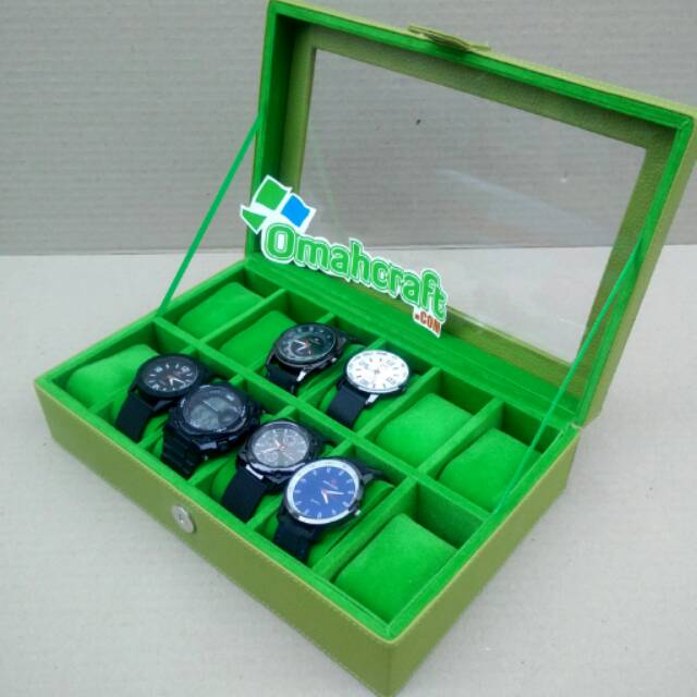 Box Jam Tangan isi 12 Warna Hijau Full  Kotak Jam Tangan dan Arloji