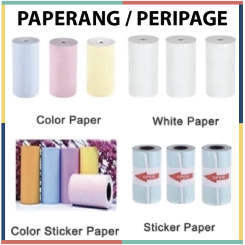 Sticker Kertas PAPERANG PERIPAGE Thermal Lem Langsung Paper Roll Sticker 57*30mm (2.17*1.18in