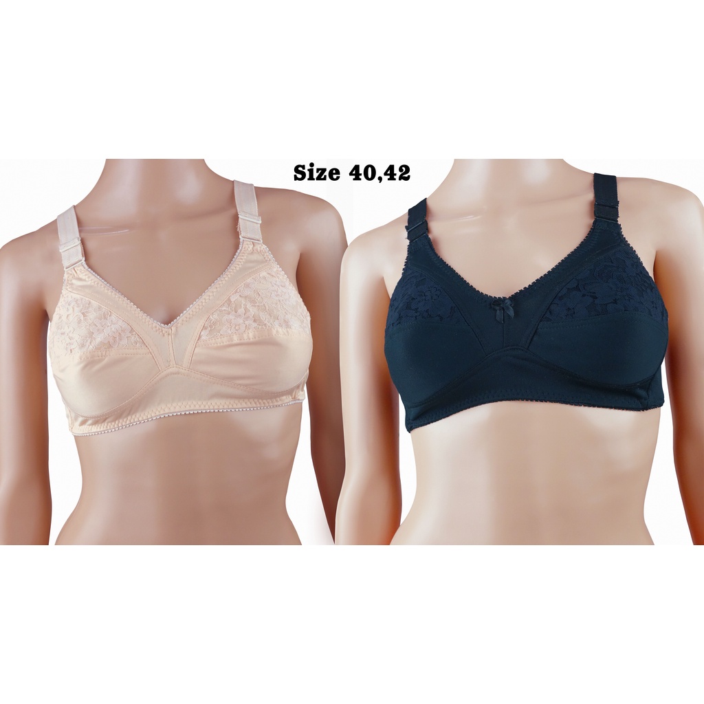 JEANET Bra Brukat Setengah / BH Wanita Bahan Hyget Jumbo 40/42 Ibu Tali Lebar Lokal Tanpa Kawat Dan 