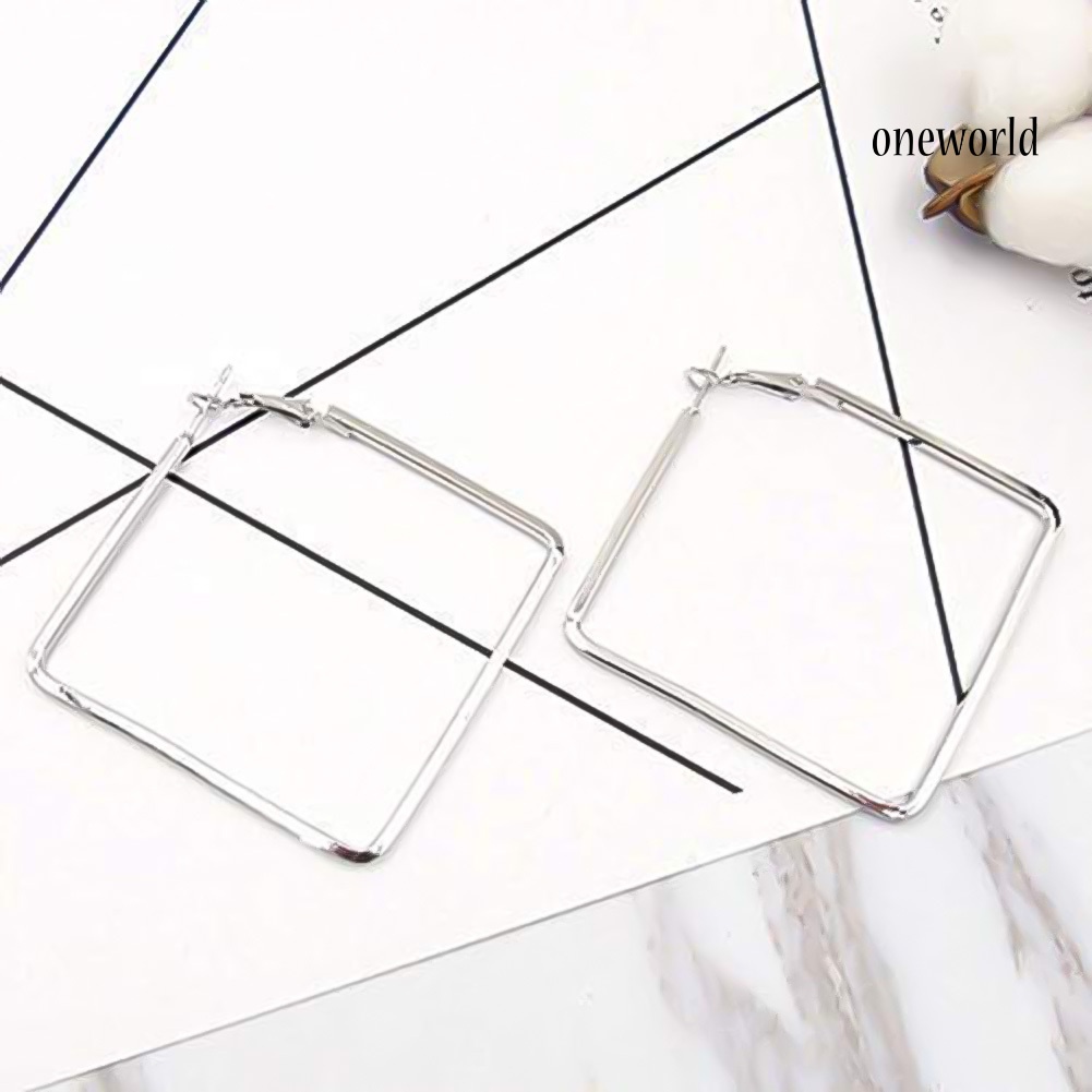 OW@ Fashion Women Hollow Square Dangle Statement Huggie Earrings Party Jewelry Gift