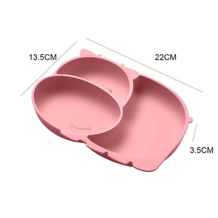 Set Piring Sendok Silikon Suction Anti tumpah/Silicone Suction Plate Spoon Set/Silicone Feeding Set MPASI