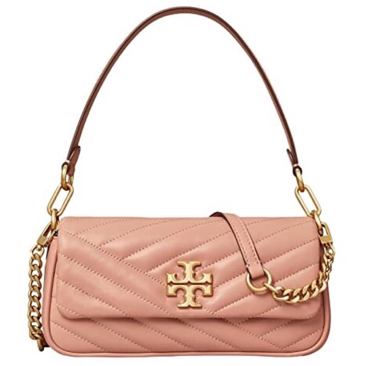 Tory Burch 85229 Kira Chevron Small Flap Shoulder Bag Sycamore Green/Rolled Gold