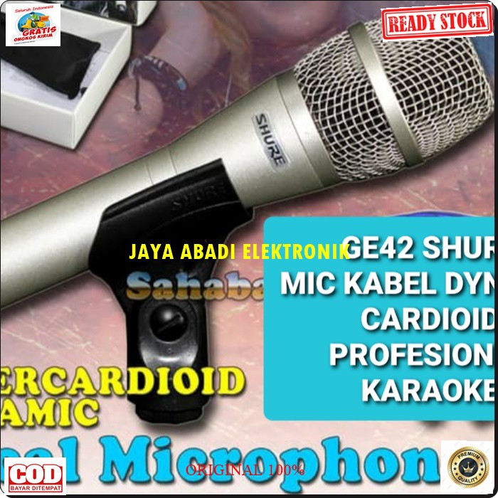 G42 Shure Mic kabel sound system Microphone dynamic cardioid profesional karaoke vocal vocal audio mik pengeras suara pro profesional vokal mikrophone G42  BISA DIGUNAKAN SEGALA JENIS AUDIO SOUND  LANGSUNG NYALA TANPA PAKAI BATERAI  Bahan dari besi metal