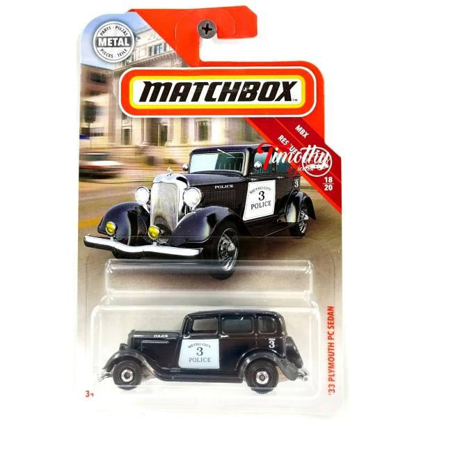 Terkini ー➲ Diecast Matchbox Plymouth PC Sedan Police Mainan Anak Hitam MBRG40 promo hari ini