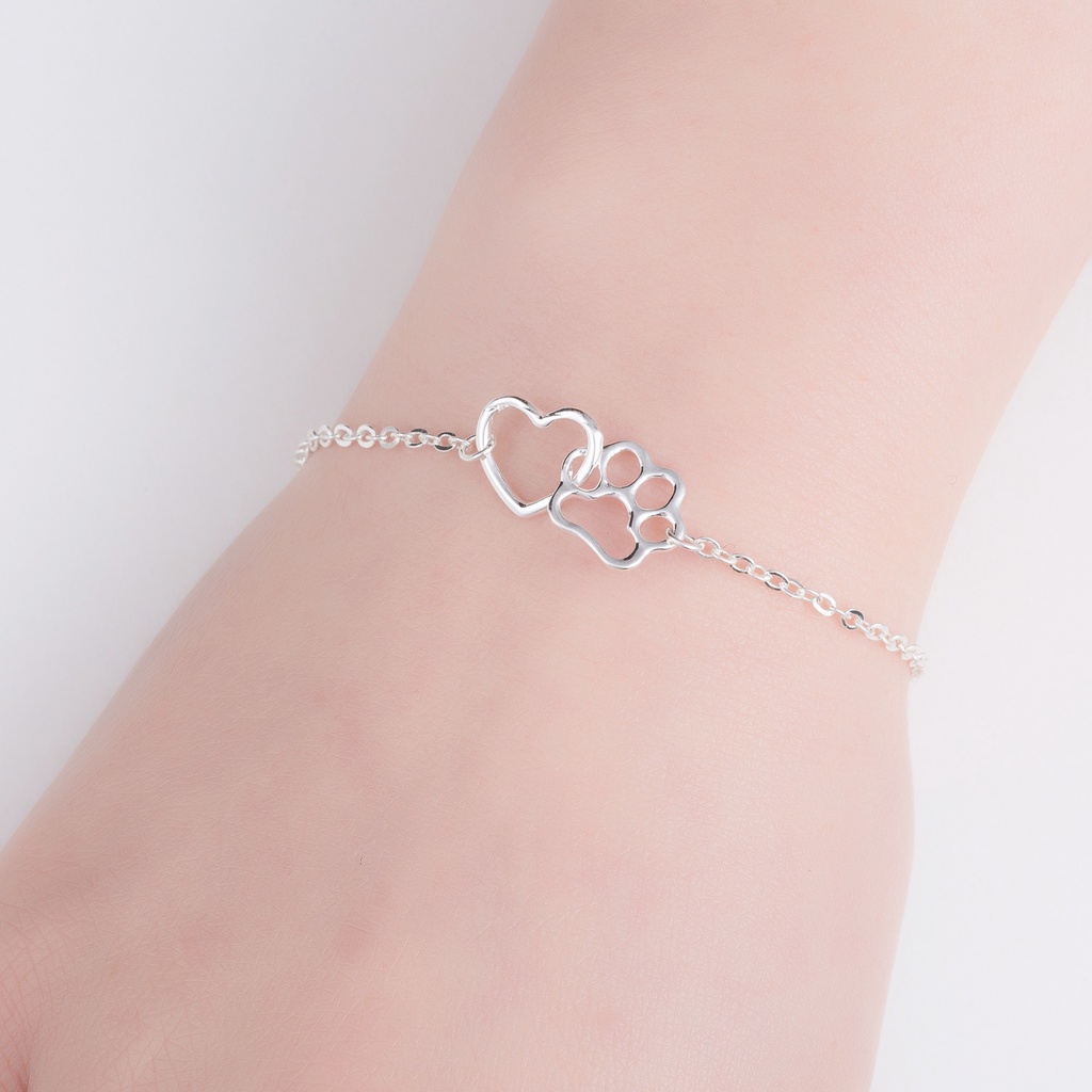 Hu Hu Hu Hu Hu Alat Bantu Pasang Kacamata♡ Gelang Rantai Motif Print Hati Dan Cakar Anjing Untuk Wanita