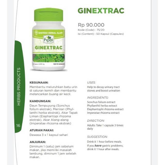 Ginextrac HPAI Obat Batu Ginjal dan Sulit BAK