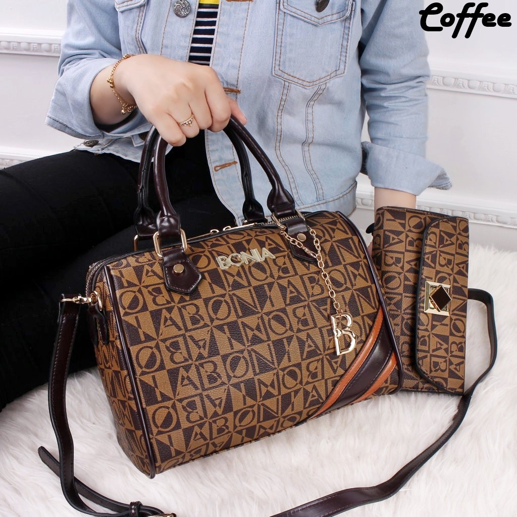 Bonia Monogram Speedy Satchel Bag #897