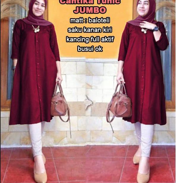 Kemasan Baru.. BOOM - TUNIK CANTIKA JUMBO, XL, XXL , 3XL / BAJU MUSLIM WANITA JUMBO/ TUNIK JUMBO / T