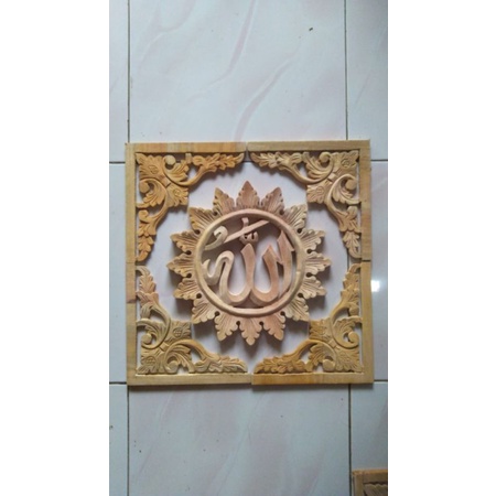 ORNAMEN UKIRAN TEMPEL KALIGRAFI bahan kayu MAHONI