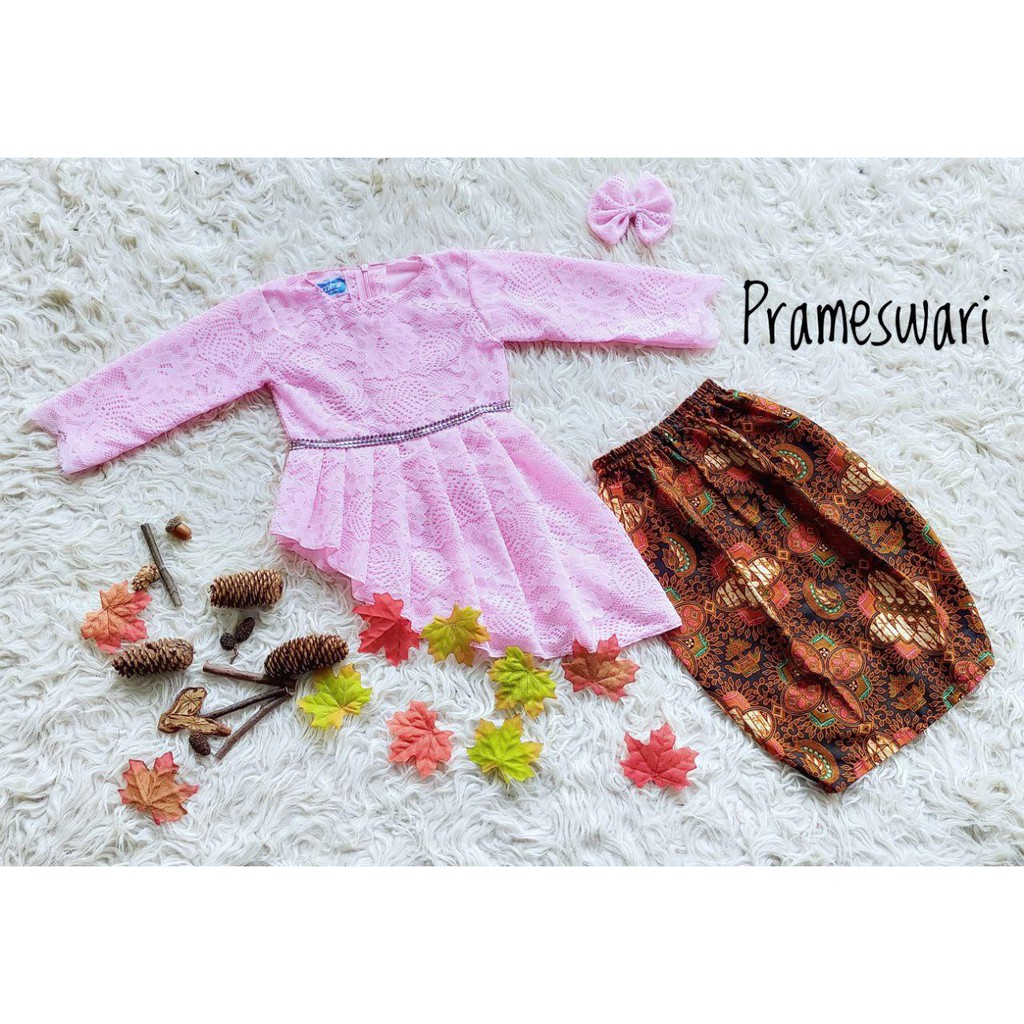 Kebaya Prameswari Warna Baby Pink | Azzafran for Mommy | Kebaya Anak | Kebaya Brokat | Kebaya Anak