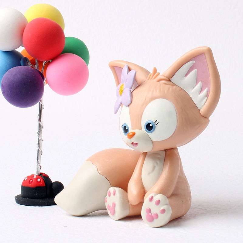 9cm Disney Cartoon Linabell Duffy Chuansha Daji Pink Fox PVC Doll Tabletop Decoration