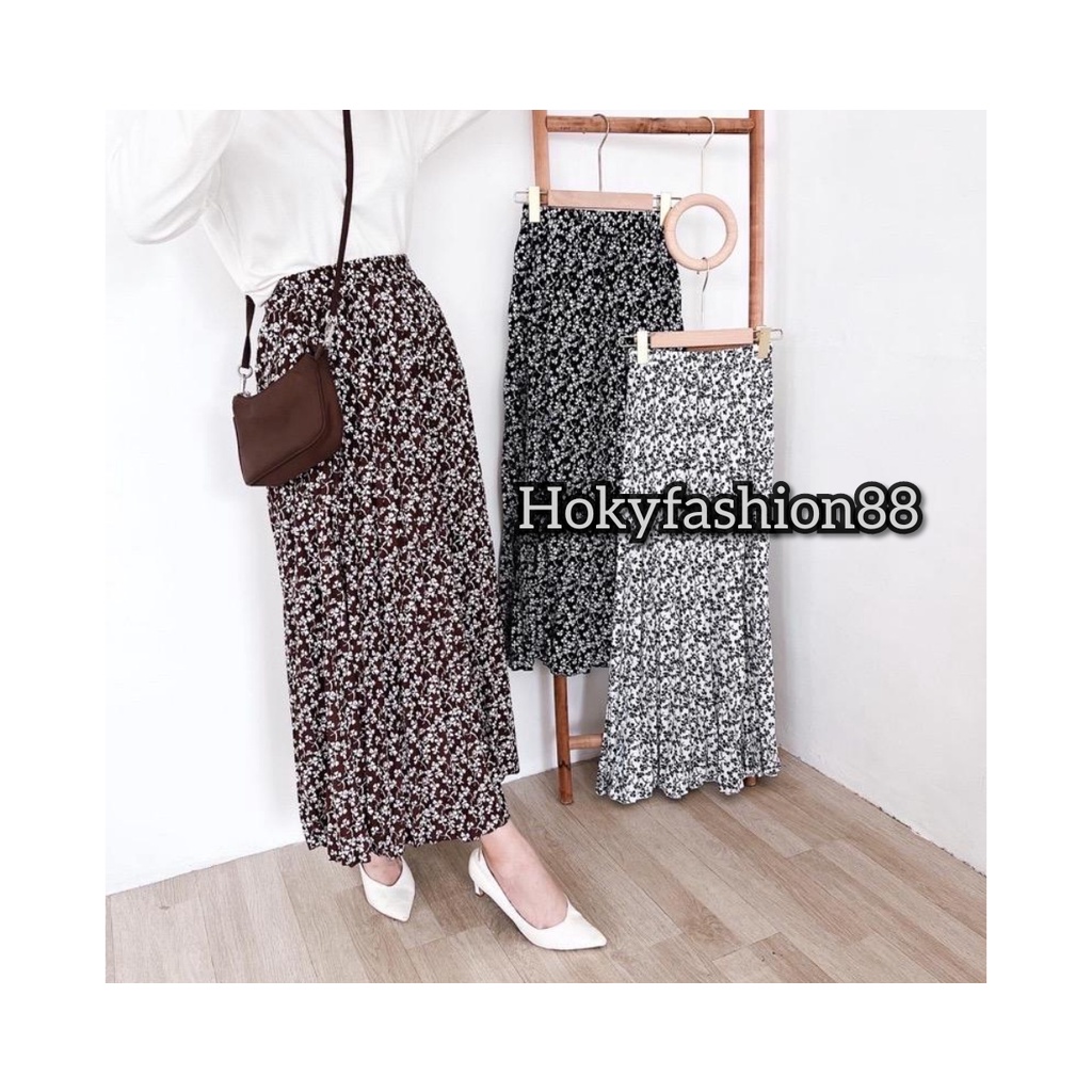 ROK PLISKET WANITA MOTIF BUNGA CLOVER LEAF BAHAN HYGET PREMIUM // ROK MOTIF CLOVER LEAF TERBARU